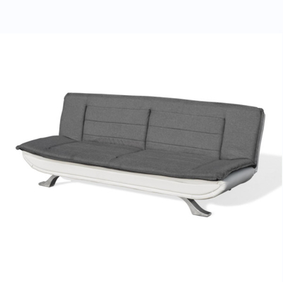 Faux bianco 3 trapuntati di cuoio Seater Sofa Bed With Chrome Feet del tessuto del carbone