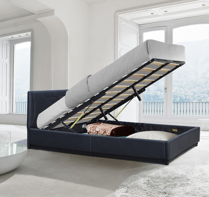 Pouf nero in pelle 4ft6 letto matrimoniale imbottito con alzata a gas