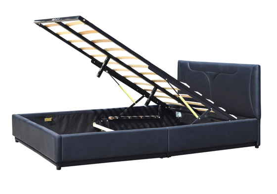Pouf nero in pelle 4ft6 letto matrimoniale imbottito con alzata a gas