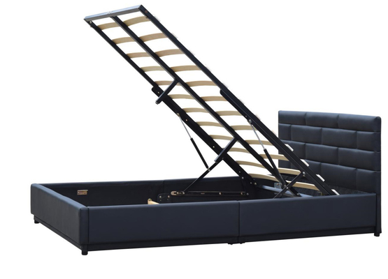 Pouf nero in pelle 4ft6 letto matrimoniale imbottito con alzata a gas