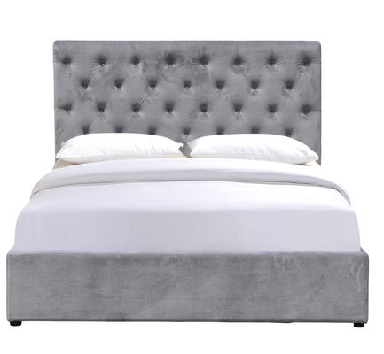 Letto matrimoniale alto e comodo imbottito con bottoni trapuntati. Letto contenitore con sollevamento a gas