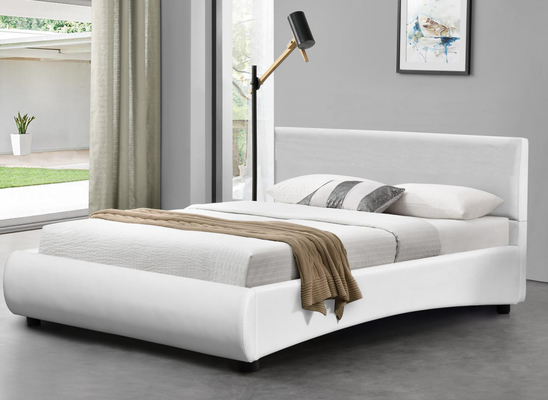 Letto imbottito in ecopelle bianca moderna Deisgn con testiera a LED