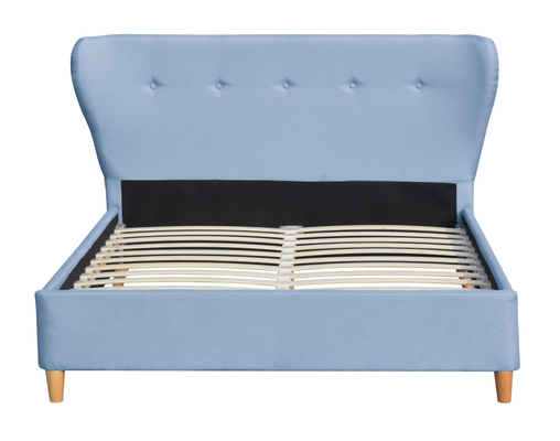 Letto matrimoniale ottomano moderno in legno Testata curva di lusso in velluto grigio scuro