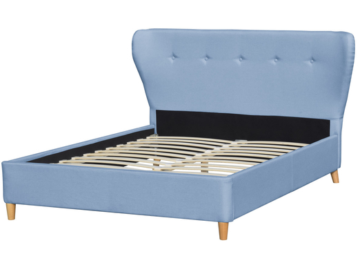 Letto matrimoniale ottomano moderno in legno Testata curva di lusso in velluto grigio scuro