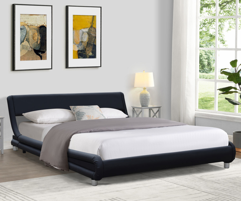 Letto Imbottito Moderno In Ecopelle Nera Misura Matrimoniale Per Cameretta