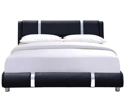 Testiera regolabile Queen Size Platform Bed Frame Letto imbottito in ecopelle nera
