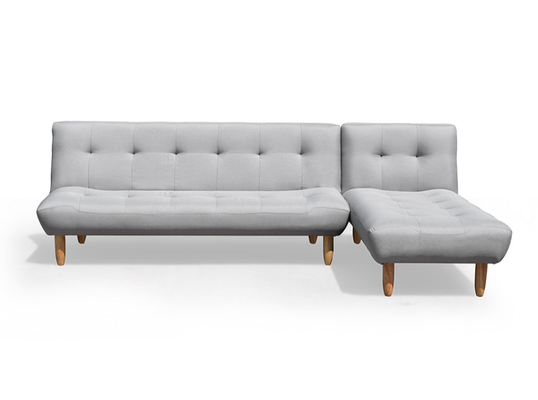 Divano letto Futon pieghevole a forma di L grigio scuro imbottito in poliestere moderno trasformabile