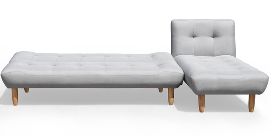 Divano letto Futon pieghevole a forma di L grigio scuro imbottito in poliestere moderno trasformabile