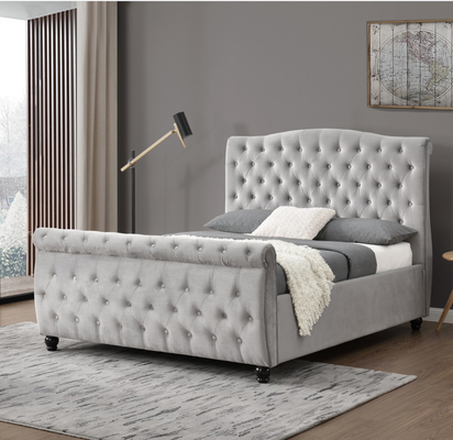 Letto contenitore ottomano Chesterfield in velluto riccio Sollevamento a gas Apertura liscia
