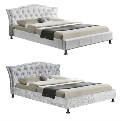 Struttura lussuosa del letto di re Size Velvet Fabric con trapuntato e Crystal Headboard