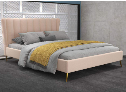 Dimensione color crema di re del letto del tessuto di Wing Back Frame Upholstered