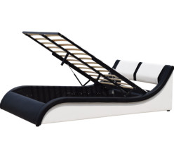 Il letto di cuoio del Faux contemporaneo del ponte aereo ha curvato il letto di stoccaggio della testata