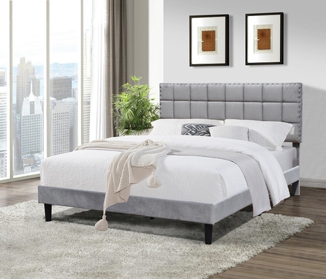 Testata della struttura del letto di Grey Fabric King Size Upholstered alta con la piccola palla di metallo