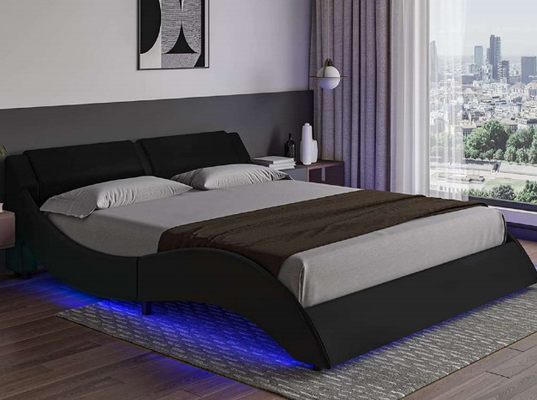Forma della curva della struttura del letto ricoperta tessuto moderno di Comfortble con la testata del LED