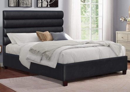 Re moderno Size Upholstered Platform inserisce con la testata nera