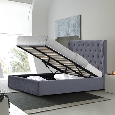 Il compensato della struttura del letto di Grey King Size Upholstered Storage facile monta con la testata delle orecchie