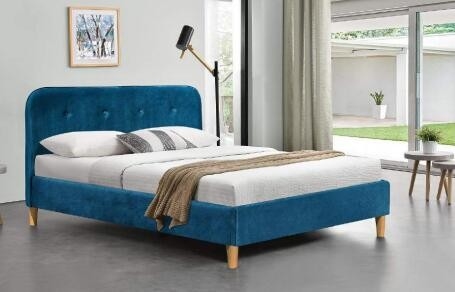 Struttura del letto ricoperta tessuto blu brillante con i produttori all'ingrosso del letto della testata