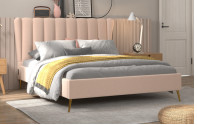 La struttura del letto del Wingback ha ricoperto re color crema Size del tessuto