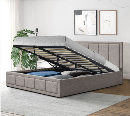 King Size Tessuto di lino imbottito Tufted Modern Bed Frame con deposito BSCI