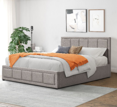 King Size Tessuto di lino imbottito Tufted Modern Bed Frame con deposito BSCI