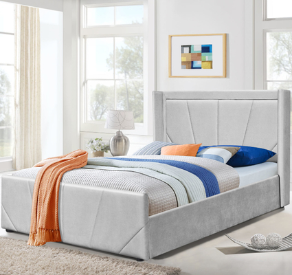 Struttura leggera del letto di stoccaggio della piattaforma dell'OEM di Grey Fabric con la testata alata ricoperta