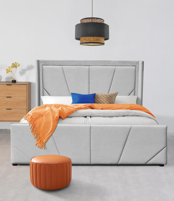 Struttura leggera del letto di stoccaggio della piattaforma dell'OEM di Grey Fabric con la testata alata ricoperta