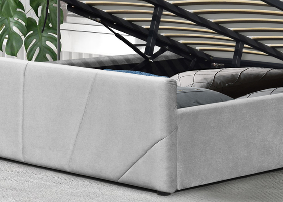 Struttura leggera del letto di stoccaggio della piattaforma dell'OEM di Grey Fabric con la testata alata ricoperta