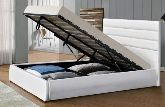 Re di cuoio moderno Size Upholstered Platform dell'unità di elaborazione di stoccaggio inserisce con la testata bianca