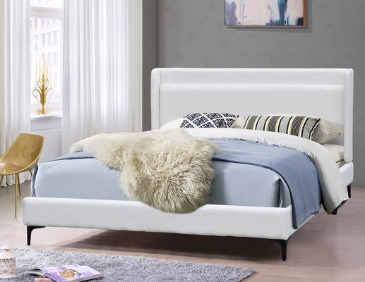 Moderno Wingback Headboard Cornice letto imbottito Queen Size Con Piedi Metallici