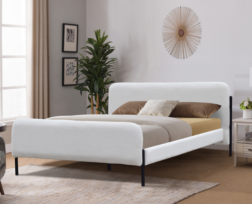 King Size Oem Letto imbottito a profilo basso Colore bianco Per camera da letto