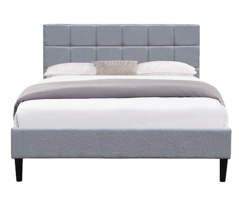Doppio taglio basso profilo imbottito telaio letto lino grigio tessuto 8 pollici gambe