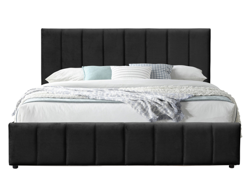 Stoffa di velluto nero King Size Letto elevatore a gas Cornice di legno