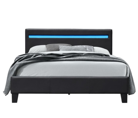 Letto imbottito in pelle a doppia taglia per camera da letto moderna