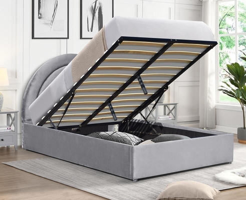 Letto di stoccaggio orientato al dettaglio per ascensori di gas Forma curva tabellone di testa arcobaleno Tessuto grigio