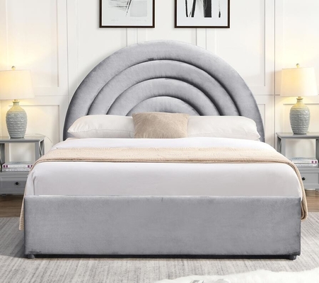 Letto di stoccaggio orientato al dettaglio per ascensori di gas Forma curva tabellone di testa arcobaleno Tessuto grigio