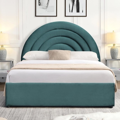 Letto di stoccaggio orientato al dettaglio per ascensori di gas Forma curva tabellone di testa arcobaleno Tessuto grigio