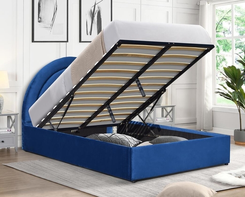 Letti con ascensore a gas imbottiti King Size Camera da letto in tessuto blu rilassante