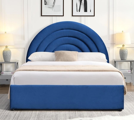 Letti con ascensore a gas imbottiti King Size Camera da letto in tessuto blu rilassante