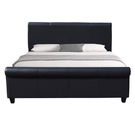 Cornice di letto imbottita versatile taglia re nero pelle finta testa di slitta piedi