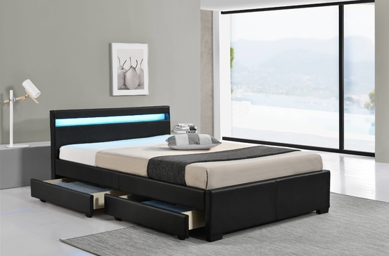 Letto imbottito a LED ha luci a LED per aiutarti a dormire e contiene quattro cassetti di stoccaggio