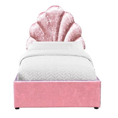 Double Size Bsci Gas Lift Storage Cornice del letto Elegante Tessuto di velluto rosa Ottomano