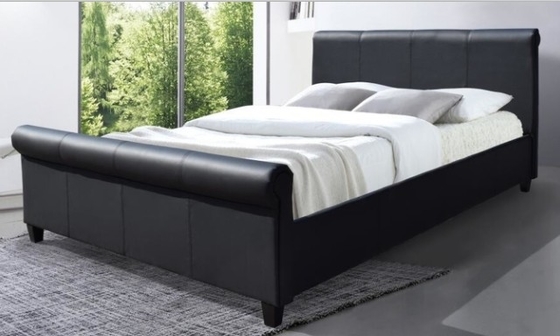 Al dettaglio Letto imbottito nero Letto in pelle finta