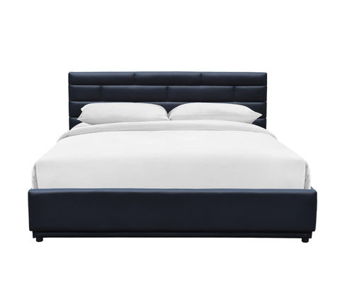 Cornice di letto per ascensori a gas con testata imbottita, letto di stoccaggio e supporto di lastre di legno, facile montaggio