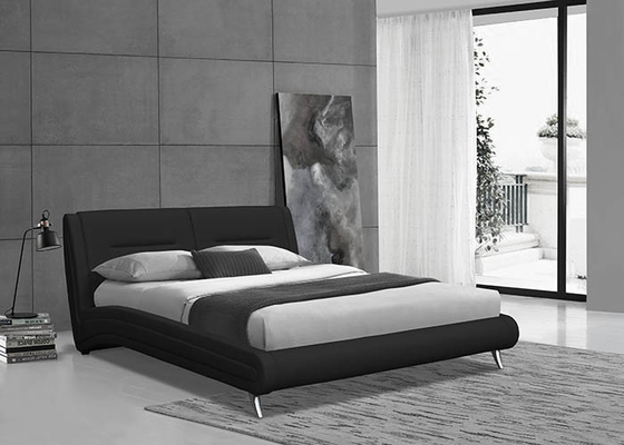 Piattaforma imbottita in cuoio in PU, telaio letto a grandezza naturale, supporto a lastra di legno
