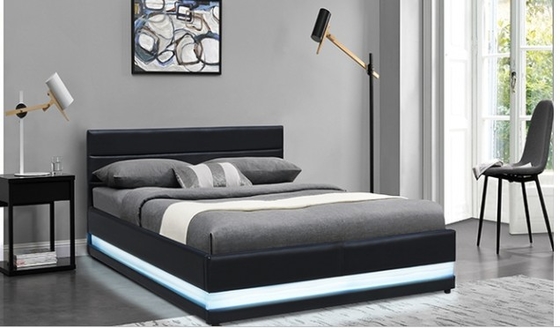 Home Arredamento grandezza queen letto di piattaforma imbottito con luce LED