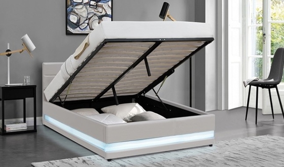 Home Arredamento grandezza queen letto di piattaforma imbottito con luce LED