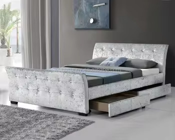 Letto di ripostiglio a ciuffo di velluto o tessuto con opzioni di colori multipli