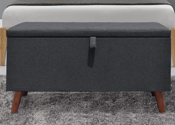 Grey Fabric Storage Ottoman scuro