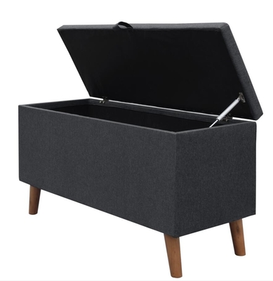 Grey Fabric Storage Ottoman scuro