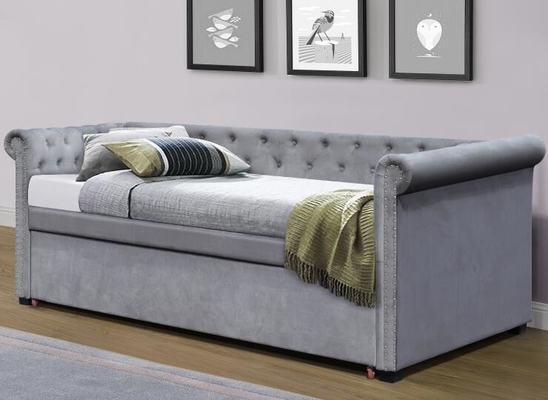 Letto a telaio a velo di taglia completa Chesterfield Grigio Plush